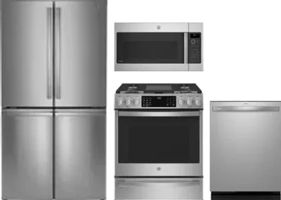 4 Piece Package Includes Refrigerator, Range, Microwave And Dishwasher